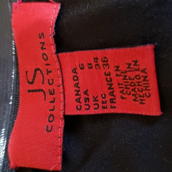 JS Collections Black Blue White Print Ribbon Stripe Sleeveless Dress Size 6 - Picture 4 of 10